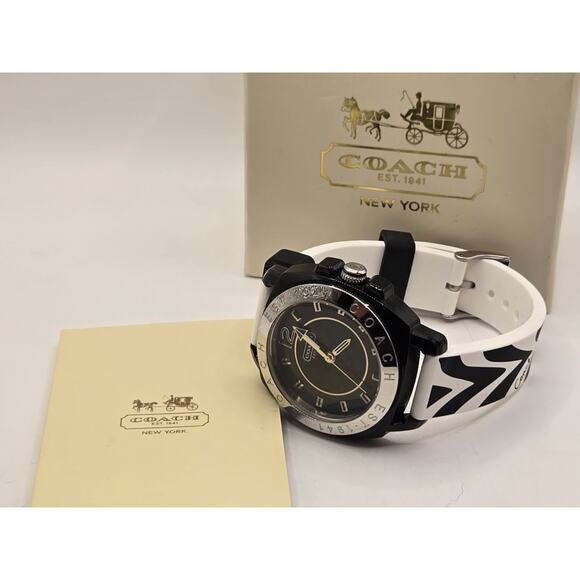 New COACH 1941 Ladies' 41mm Black Ceramic Silicone Watch. Box + Papers. - Picture 6 of 16